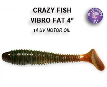 Виброхвост CRAZY FISH Vibro Fat 4" 15-100-14-6 10см 8,4г аттрактант - кальмар
