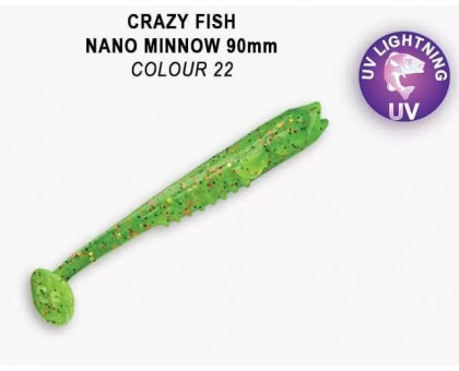 Виброхвост CRAZY FISH Nano Minnow 3,5" 54-90-22-7 8,8см 4,6г аттрактант - креветка+кальмар